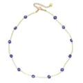 Bohemian handmade beaded choker necklace with blue daisy flowers and gold chain for women. - Daisy Style (XN046-6)