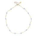 Bohemian blue daisy seed bead necklace hand-crafted gold choker for women daily wear. - Daisy Style (XN046-7)
