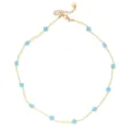 Bohemian beaded necklace featuring cute blue daisy flowers and shiny golden seed beads for women. - Daisy Style (XN046-8)