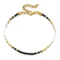 Bracelet de perles noir blanc et or minimaliste et élégant pour femmes et filles - Noir Blanc Or (SL1075)