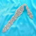 Bridal rhinestone applique wedding dress belt sparkling crystal waist band accessory - Silver