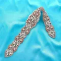 Exquisite bridal rhinestone belt applique with clear crystal flowers and rose gold setting. - Rose Gold