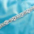 Bridal rhinestone belt applique crystal wedding dress sash trim sparkling wedding decor - Silver