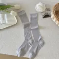 Grey high tube silk socks for women, slim fit stretch long stockings, stylish daily wear. - One Size / Light Gray