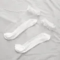 Weisse rüschen spitze damen kurzsocken, transparente glas seide socken, sommer dünn style. - Einheitsgröße / Perlenrand-Stil / Weiß