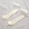 Transparente Rüschen-Spitzen-Söckchen für Damen, Sommer dünne Glasseide Kurzsocken - Einheitsgröße / Perlenrand-Stil / Hellgelb