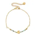 Gold stainless steel natural stone bracelet with cute spiral shell charm, minimalist style. - Multi-color (XN014--3)