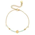 Minimalist French stainless steel bracelet with natural stone and cute spiral shell charm. - Light Blue (XN014--4)