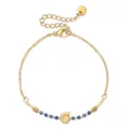 Minimalist French stainless steel natural stone seashell charm gold bracelet for women - Blue (XN014--5)