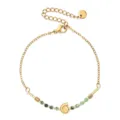 Minimalist stainless steel bracelet with natural green stones and a cute shell pendant for women. - Green (XN014--6)