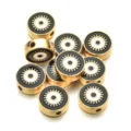 Cuentas de aleación de mal de ojo esmaltadas de doble cara para joyería artesanal DIY. - Estilo Redondo (PJ035) / Negro