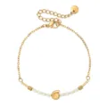 Minimalist stainless steel seashell beaded bracelet, elegant gold chain jewelry for women. - White (XN014--7)