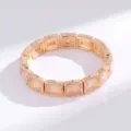Brazalete elástico cuadrado dorado de cristal, pulsera geométrica de pedrería. - Dorado Rosa Naranja Iridiscente