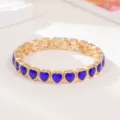 Gold blue heart crystal stretch bracelet for women fashion jewelry cute charm wrist chain - Blue Crystal Heart Style (SL1579)