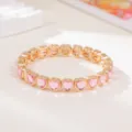 Gold tone pink heart crystal elastic bracelet, stylish fashion jewelry for women daily wear. - Pink Heart Rhinestone Style (SL1580)