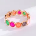 Colorful crystal beaded stretch bracelet for women fashion trendy gold tone jewelry gift - Multicolor Style (SL1022)
