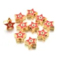 Gold red star enamel evil eye beads alloy DIY handmade jewelry bracelet necklace making 1pc - Star Style (PJ077) / Red