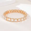 Gold-plated clear crystal heart stretch bracelet for women, sweet fashion jewelry accessory - Clear Heart Crystal Style (SL1583)
