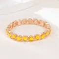 Rose Gold Yellow Heart Elastic Bracelet Fashion Rhinestone Crystal Bangle Women Jewelry - Yellow Heart Gem Style (SL1584)