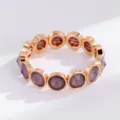 Fashion crystal stretch bracelet for women, elegant gold-plated round gemstone jewelry. - Purple Smokey Gray Style (SL1024)