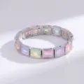 Pulsera elástica de cristal colorido brazalete de metal cuadrado geométrico mujer - Plateado Multicolor Patchwork