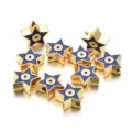 Gold plated star evil eye beads for DIY jewelry making, enamel charm loose beads accessories. - Star Style (PJ073) / Blue