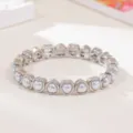 Silver elastic bracelet with heart-shaped faux pearls for women fashion versatile accessory - White Heart Artificial Pearl Style (SL1585)
