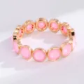 Fashion pink crystal elastic bracelet for women, elegant gold plated jewelry gift. - Pink Disc Style (SL1027)