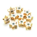 Abalorios de estrella dorados con diseño de mal de ojo, ideales para pulseras y collares DIY. - Estilo Estrella (PJ072) / Blanco