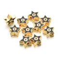 Abalorios de estrella de ojo malvado de aleación dorada para hacer joyas y pulseras DIY. - Estilo Estrella (PJ075) / Negro