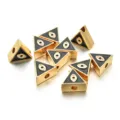 Abalorios de aleación de ojo malvado negro triangular dorado colgante DIY collar - Estilo Prisma Triangular (PJ067) / Negro