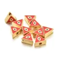 Oro rojo triangulo mal de ojo aleacion cuenta DIY hecho a mano gran agujero pulsera accesorio - Estilo Triángulo (PJ070) / Rojo