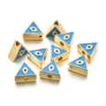 Abalorios triángulo mal de ojo de aleación dorada esmalte azul accesorios de joyería DIY - Estilo Triángulo (PJ064) / Azul