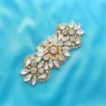 Stunning crystal rhinestone applique detail for wedding dress sashes, belts and DIY bridal crafts. - Gold