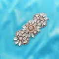 Exquisite bridal rhinestone applique detail, sparkling crystals and pearls on rose gold. - Rose Gold