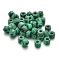 Grüne schwarz gestreifte große Lochperlen lose Steine für DIY handgemachte Armband Halskette. - 10er Pack / Grüner Stil mit schwarzen Adern (PJ021)