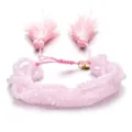 Pulsera ajustable trenzada con borlas multicapa de cuentas de cristal rosa mujer - Estilo Rosa (SL080)