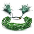 Pulsera de cuentas de cristal verde multicapa con borlas y cordón ajustable. - Estilo Verde (SL086-4)
