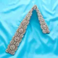 Bridal rhinestone belt applique, crystal beaded wedding dress sash for women main view. - Rose Gold