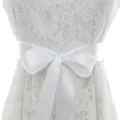 Elegant white lace wedding dress with a satin bow sash bridal waist belt accessory - Gold Rhinestone Sheets with Ribbon / With White Ribbon