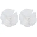 White detachable fabric flower shoe clips for women wedding bridal shoes decoration - White Pair
