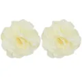 Pair of elegant ivory fabric flower shoe clips, perfect for DIY wedding party shoe decor. - Cream White Pair