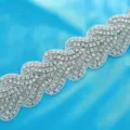 Stunning bridal rhinestone belt applique for wedding dresses, sparkling crystal waistbands. - Silver