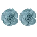 Blue fabric rose shoe clip, detachable DIY flower decor for wedding shoes. - Lake Green Pair