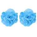 Light blue fabric flower shoe clips, beautiful detachable DIY wedding bridal shoe accessories pair - Sky Blue Pair