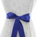 Royal blue satin ribbon bridal belt wedding dress sash elegant accessory for women apparel. - With Royal Blue Ribbon