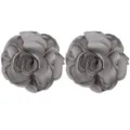 Detachable fabric flower shoe clips, grey DIY camellia shoe charms for wedding party shoes. - Grey Pair