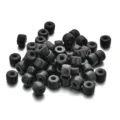 Mattschwarze Perlen mit grossem Loch aus Glas fuer DIY Armbaender und Halsketten. - 10er Pack / Schwarzer Stil (PJ006)