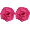Detachable DIY fabric rose flower shoe clips for stylish wedding and party shoe decoration. - Rose Red Pair