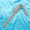Bridal rhinestone applique sparkling crystal belt patch wedding dress DIY accessory 1pc - Silver